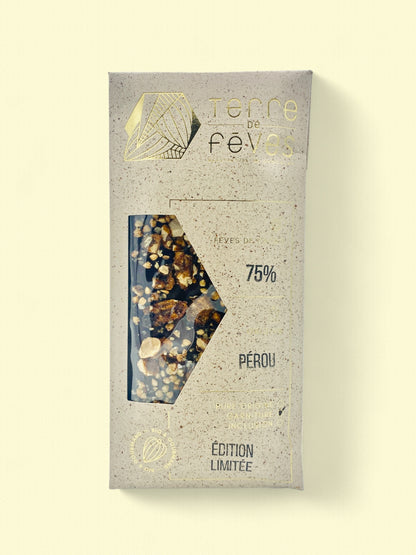 Chocolat 75% Sao Tomé aux fruits secs caramélisés