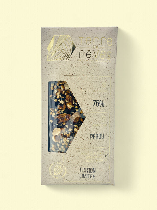 Chocolat 75% Sao Tomé aux fruits secs caramélisés