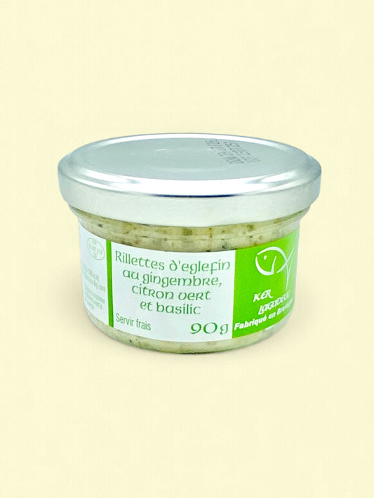 Rillettes d'églefin au gingembre, citron vert, et basilic
