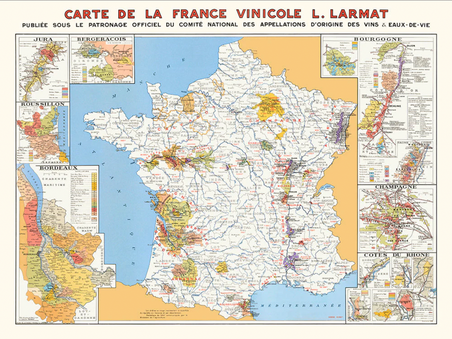 Carte de France vinicole de 1945
