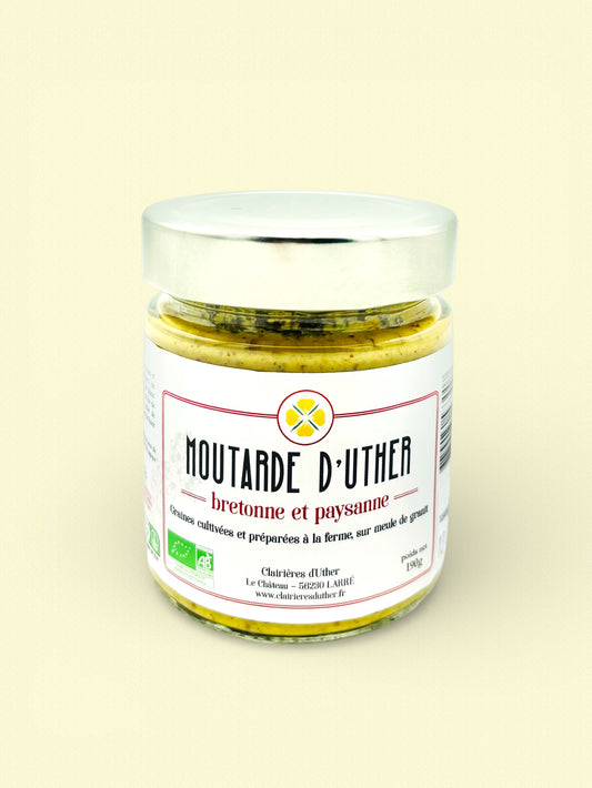 Moutarde d'Uther 190gr | Moutarde artisanale, paysanne, et bretonne.